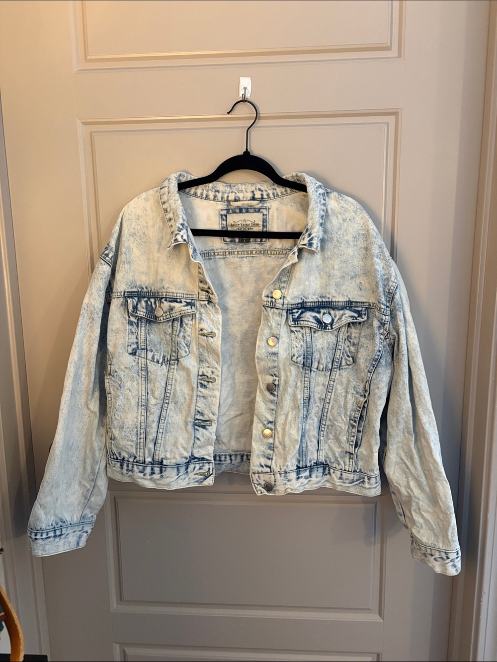 Acid Wash Light Blue Denim Jacket - Women's Oversized Trucker